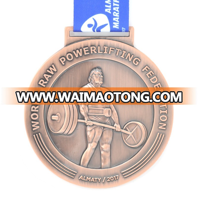 Factory custom 2D 3D design weightlifting competitions zinc alloy souvenir powerlifting sport metal medal