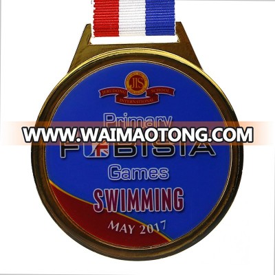 manufacturer custom round hard enamel epoxy gift box medal swimming