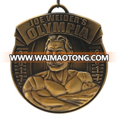 machine to make medal male and female bodybuilding competition 3D antique copper souvenir medal