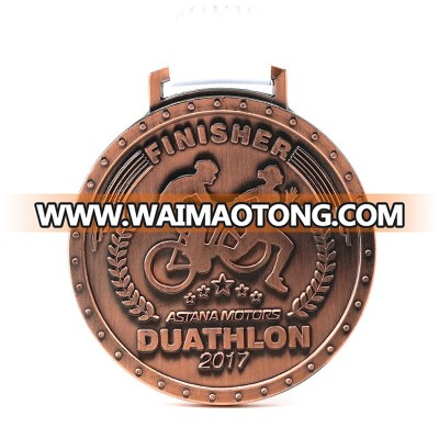 OEM copper plating finisher running sports bicycle metal medal maker online