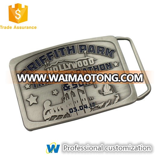 Custom Antique Silver Marathon Souvenir and Award Belt Buckle